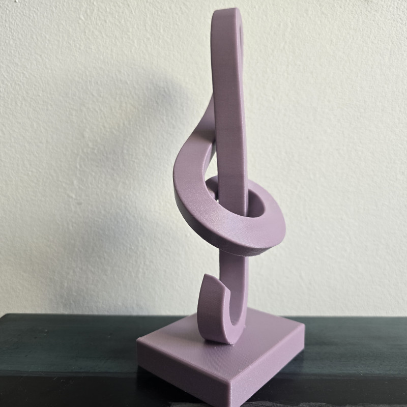 Şık Sol Anahtarı Müzik Heykeli - 3D Baskı Dekor