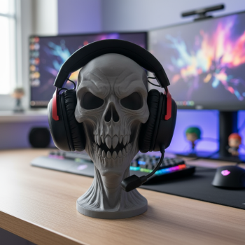 Korkunç Kafatası Kulaklık Askısı - 3D Baskı Ofis Dekorasyonu