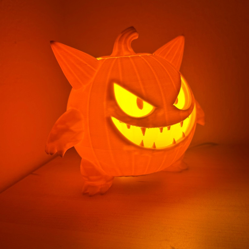 Gengar Kabak Halloween LED Lamba - 3D Baskı Dekor