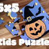 Cadı Şapkalı Halloween Balkabağı 5x5 Çocuk Puzzle - Eğitici 3D Baskı Oyuncağı