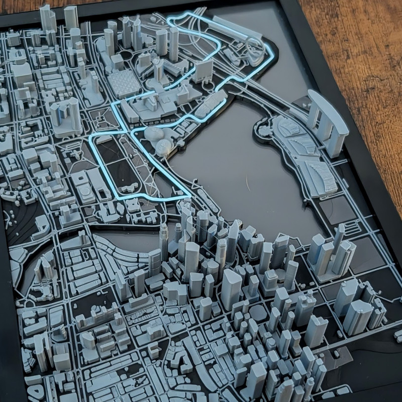 Singapur 3D Minyatürü - Marina Bay Pisti Detaylı Mimari Model