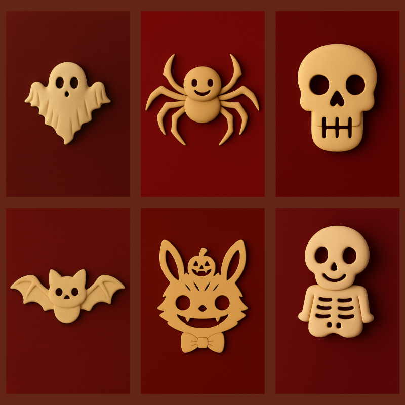 Cadılar Bayramı Saç Tokası Seti - 3D Baskılı Hayalet Örümcek