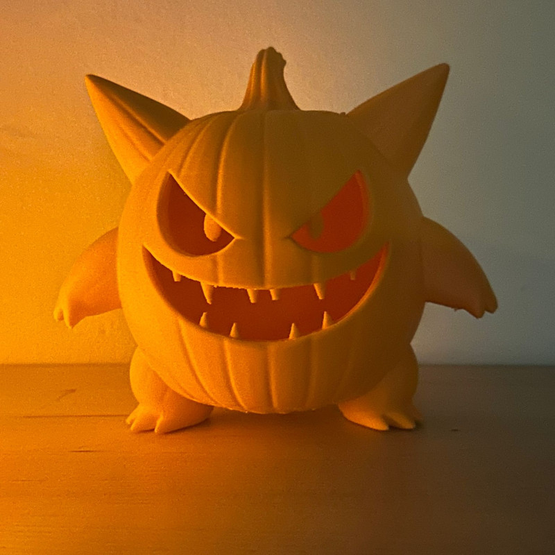 Gengar Kabak Halloween LED Lamba - 3D Baskı Dekor
