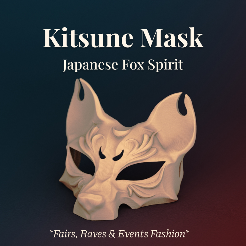 Kitsune Maske - Japon Tilki Ruhu 3D Baskı Dekoratif Maske Kitsune Maske - Japon Tilki Ruhu 3D Baskı Dekoratif Maske