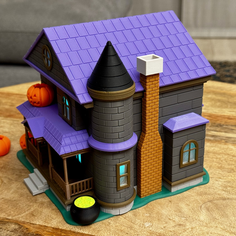 Cadı Evi 3D Baskı LED Aydınlatmalı Halloween Dekorasyon Cadı Evi 3D Baskı LED Aydınlatmalı Halloween Dekorasyon