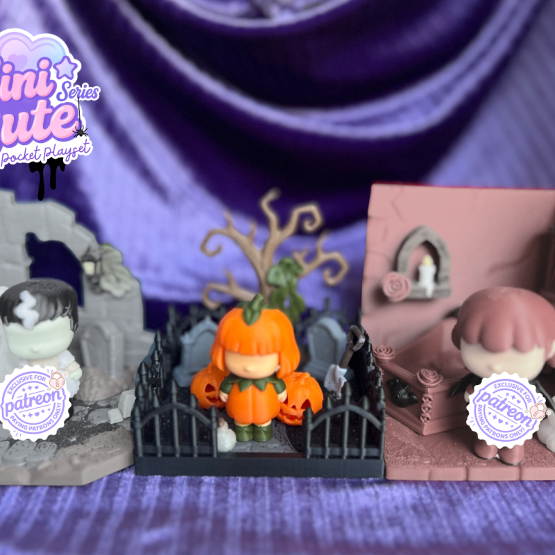 Sevimli Cadılar Bayramı Bahçesi - 3D Baskı Mini Oyuncak Seti