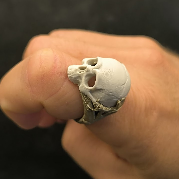 Özel Tasarım Kafatası Yüzük - 3D Baskılı Halloween Aksesuarı