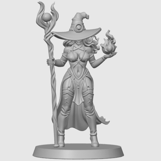 Karanlık Büyücü Kadın D&D 40mm 3D Baskı Mini Figür - Fantazi Rol Yapma Oyunu