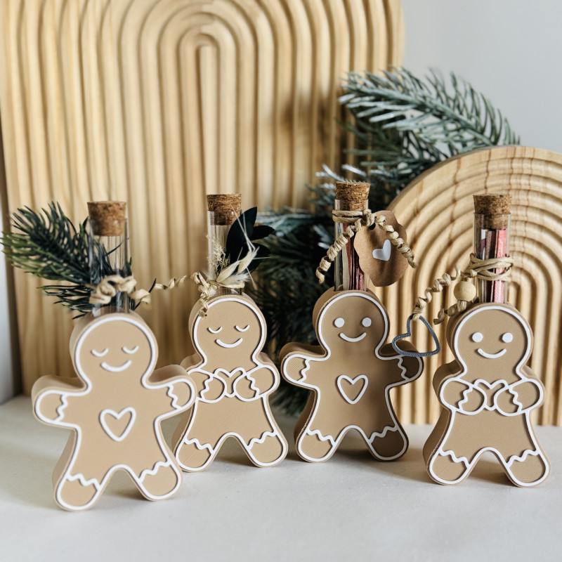 Zencefilli Kurabiye Adam Test Tüpü Tutucu - 3D Baskı Hediyelik