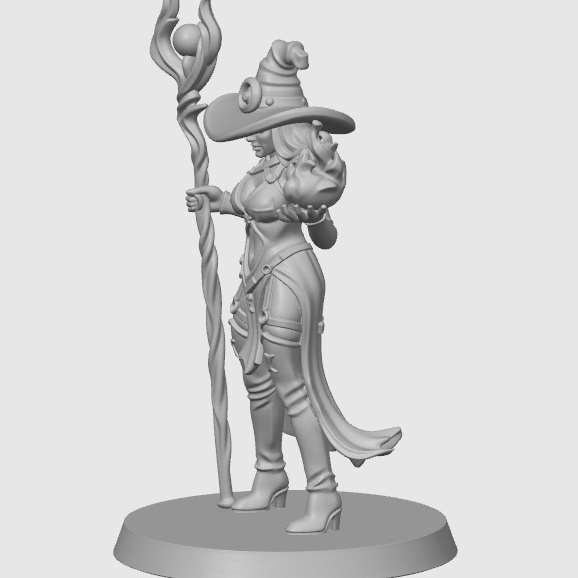 Karanlık Büyücü Kadın D&D 40mm 3D Baskı Mini Figür - Fantazi Rol Yapma Oyunu