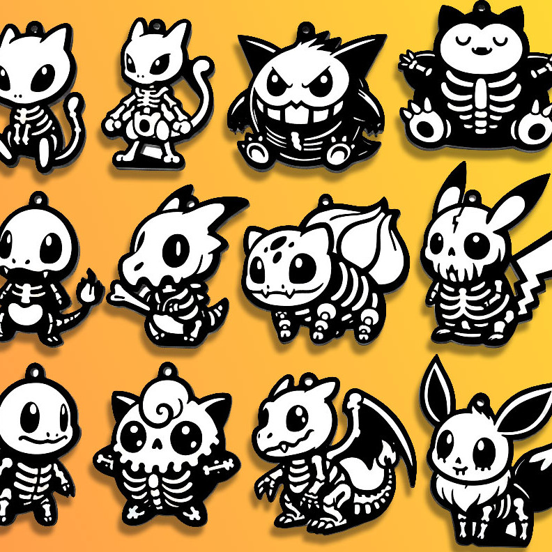 Pokemon Cadılar Bayramı Anahtarlık Seti - 12 Farklı Karakter