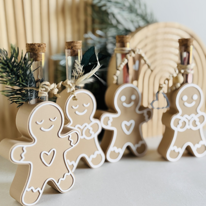 Zencefilli Kurabiye Adam Test Tüpü Tutucu - 3D Baskı Hediyelik