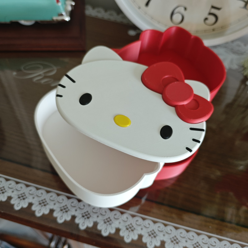 Hello Kitty Döner Çok Katlı Mücevher Kutusu - 3D Baskılı Masüstü Saklama Kutusu