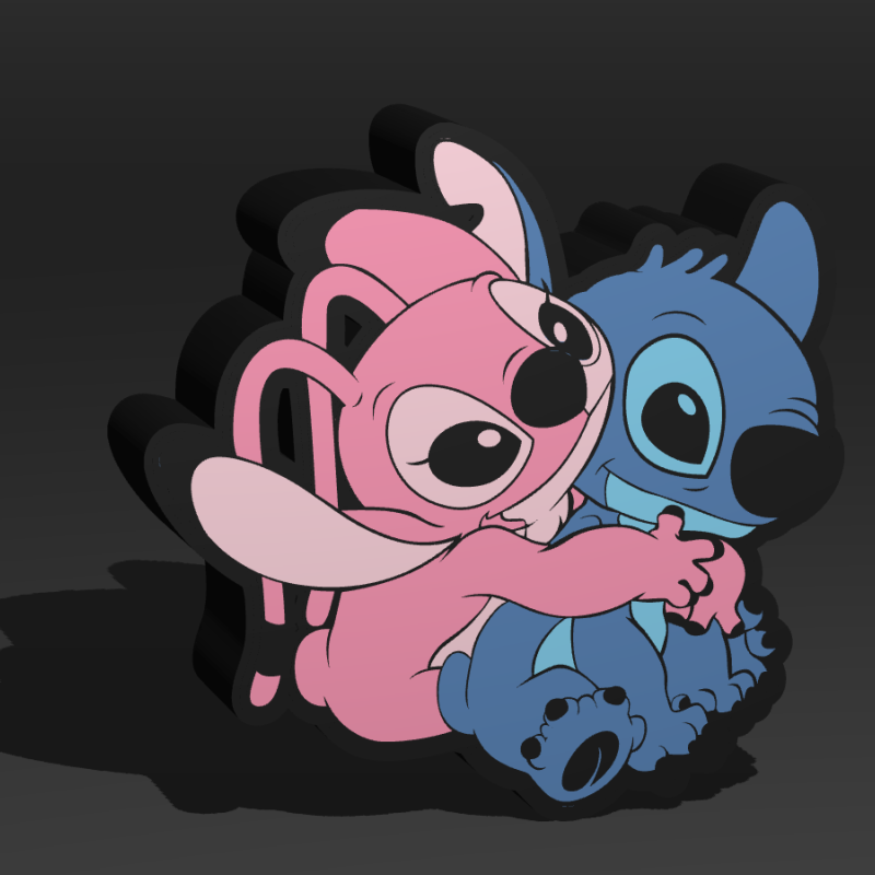 Angela ve Stitch Sarılma Lambası - Disney 3D Baskı Dekor