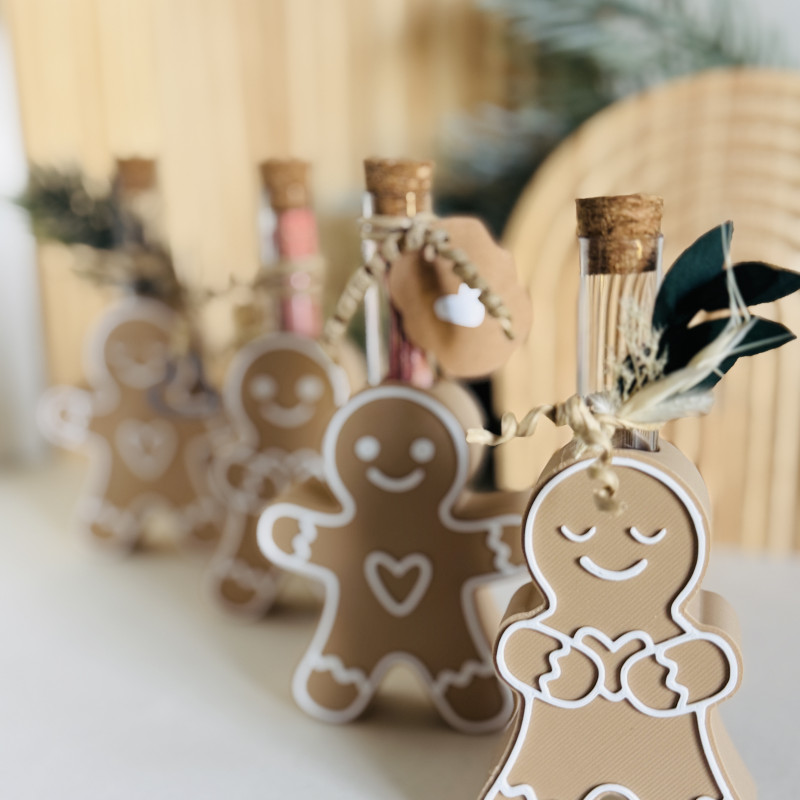 Zencefilli Kurabiye Adam Test Tüpü Tutucu - 3D Baskı Hediyelik