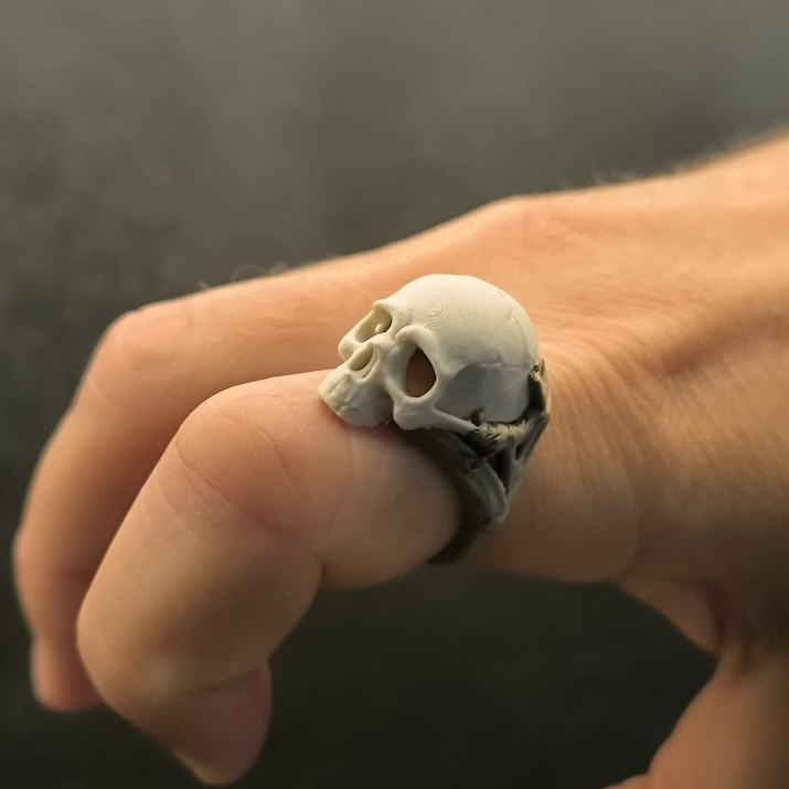 Özel Tasarım Kafatası Yüzük - 3D Baskılı Halloween Aksesuarı