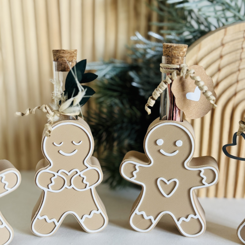 Zencefilli Kurabiye Adam Test Tüpü Tutucu - 3D Baskı Hediyelik