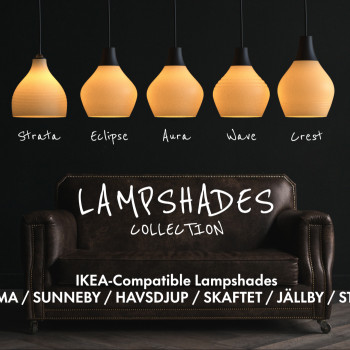 IKEA Abajur Işıklı Dekoratif 3D Baskı Avize Kapakları - PLA Ahşap