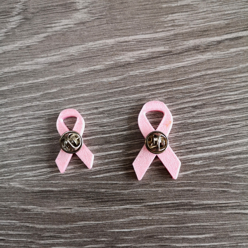 Pembe Ekim Kurdeleli Meme Kanseri Farkındalık Rozeti - 3D Baskı