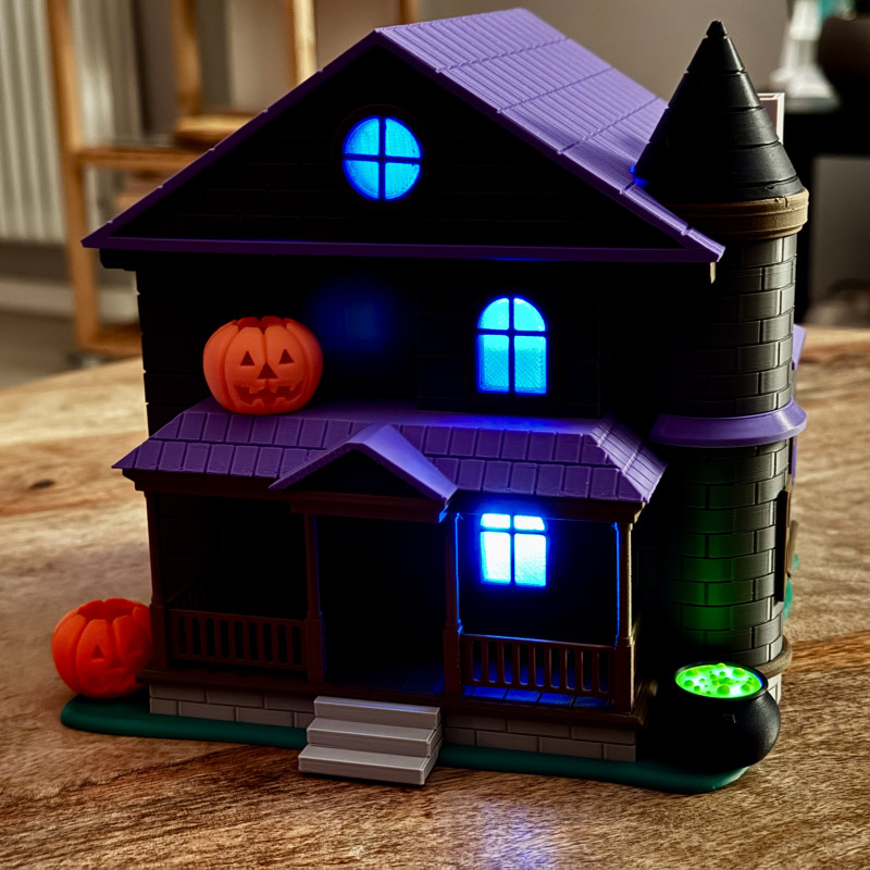 Cadı Evi 3D Baskı LED Aydınlatmalı Halloween Dekorasyon Cadı Evi 3D Baskı LED Aydınlatmalı Halloween Dekorasyon