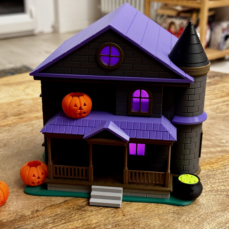 Cadı Evi 3D Baskı LED Aydınlatmalı Halloween Dekorasyon Cadı Evi 3D Baskı LED Aydınlatmalı Halloween Dekorasyon