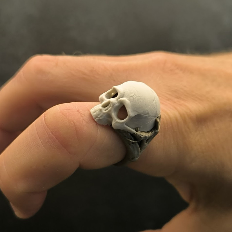 Özel Tasarım Kafatası Yüzük - 3D Baskılı Halloween Aksesuarı