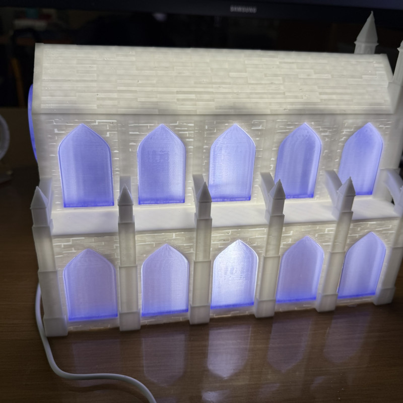 Değiştirilebilir Pencereli Katedral 3D Baskı Dekor - Tatil Temalı