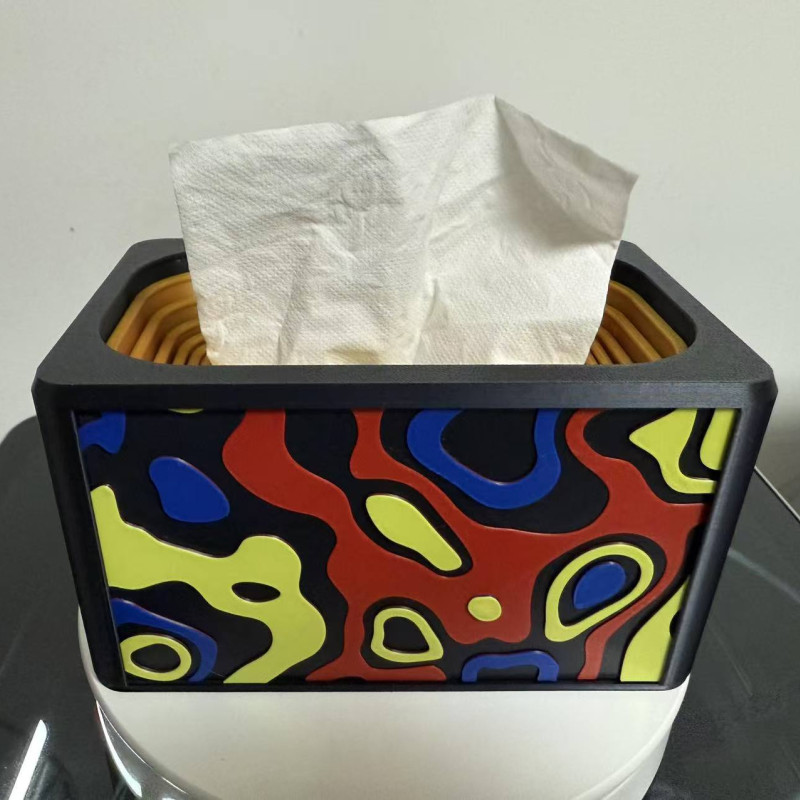 7 Halkalı Dekoratif İnişli Kağıt Mendil Kutusu - 3D Baskı Ev Aksesuarı