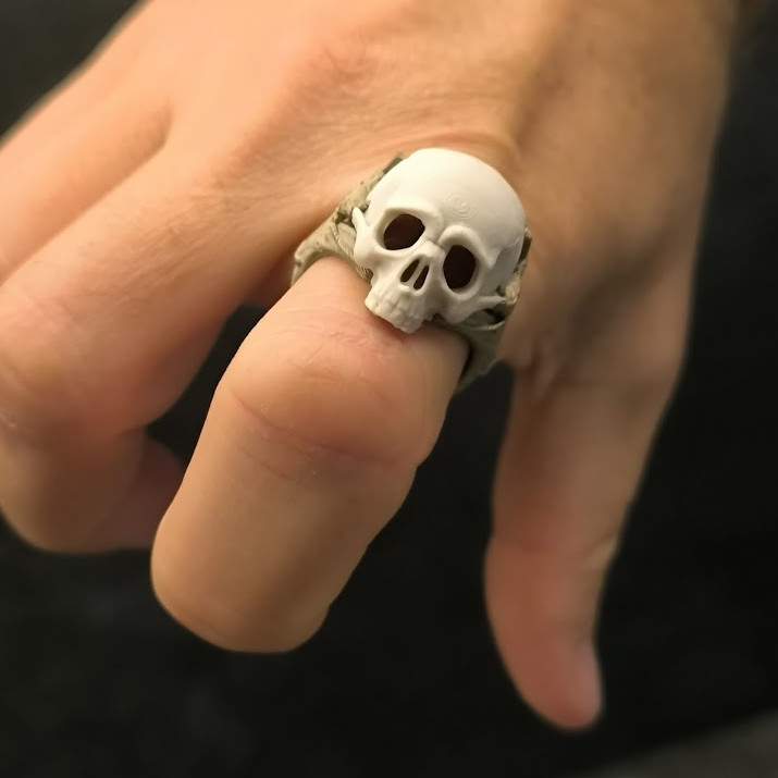 Özel Tasarım Kafatası Yüzük - 3D Baskılı Halloween Aksesuarı