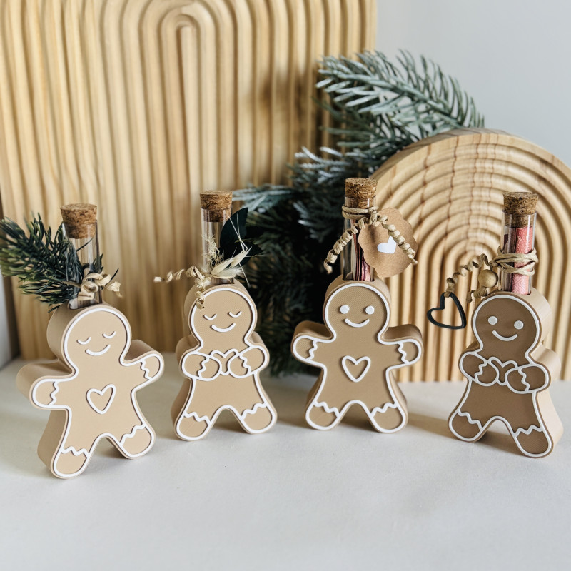 Zencefilli Kurabiye Adam Test Tüpü Tutucu - 3D Baskı Hediyelik