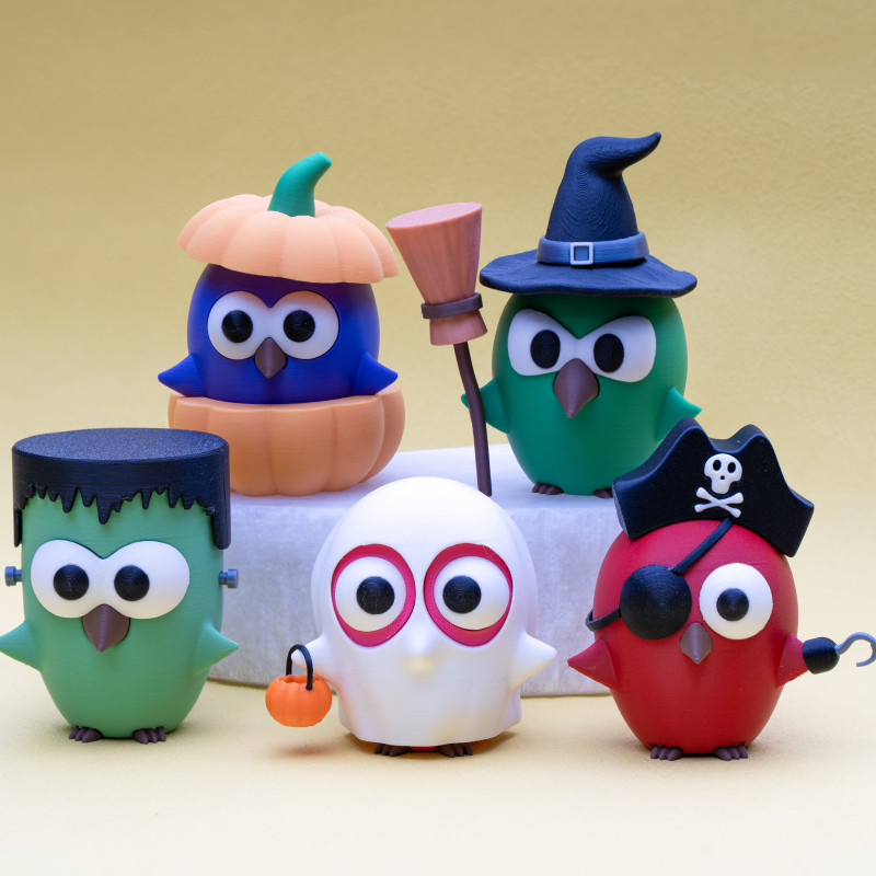 Sevimli Şirin Kuşlar Halloween Koleksiyonu - 3D Baskı Dekor