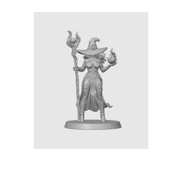 Karanlık Büyücü Kadın D&D 40mm 3D Baskı Mini Figür - Fantazi Rol Yapma Oyunu