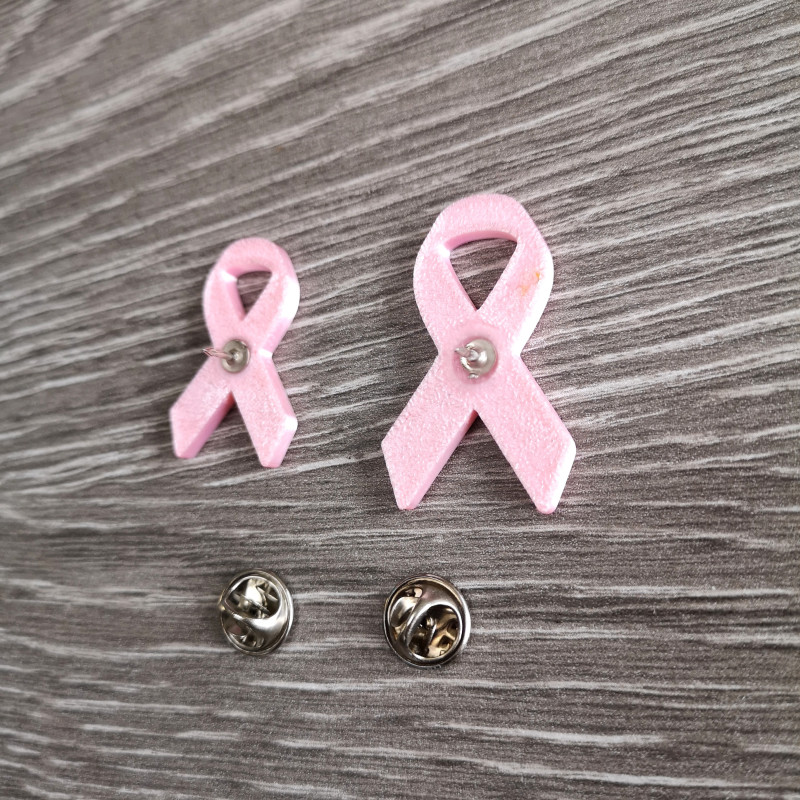 Pembe Ekim Kurdeleli Meme Kanseri Farkındalık Rozeti - 3D Baskı