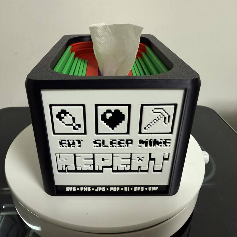 7 Halkalı Dekoratif İnişli Kağıt Mendil Kutusu - 3D Baskı Ev Aksesuarı