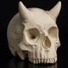 Şeytan Kafatası 3D Baskı Dekor - Cadılar Bayramı Masası Heykeli