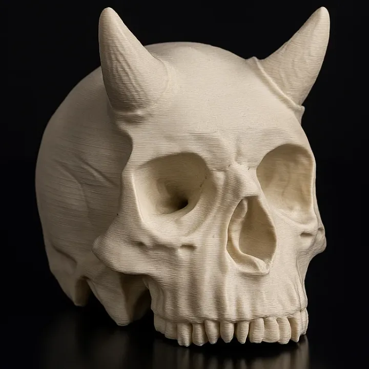 Şeytan Kafatası 3D Baskı Dekor - Cadılar Bayramı Masası Heykeli