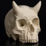 Şeytan Kafatası 3D Baskı Dekor - Cadılar Bayramı Masası Heykeli