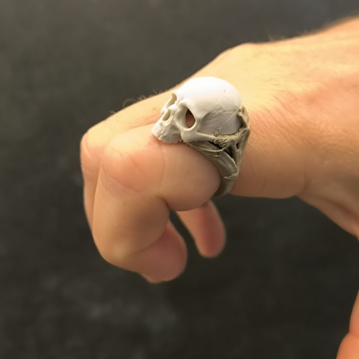 Özel Tasarım Kafatası Yüzük - 3D Baskılı Halloween Aksesuarı