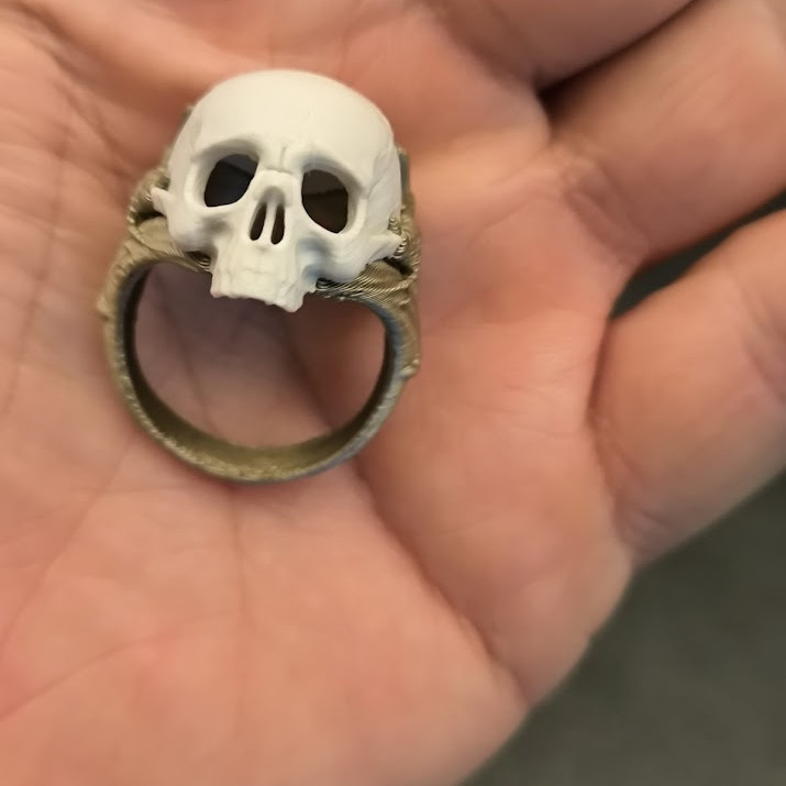 Özel Tasarım Kafatası Yüzük - 3D Baskılı Halloween Aksesuarı