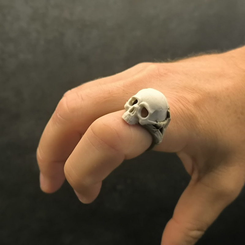 Özel Tasarım Kafatası Yüzük - 3D Baskılı Halloween Aksesuarı