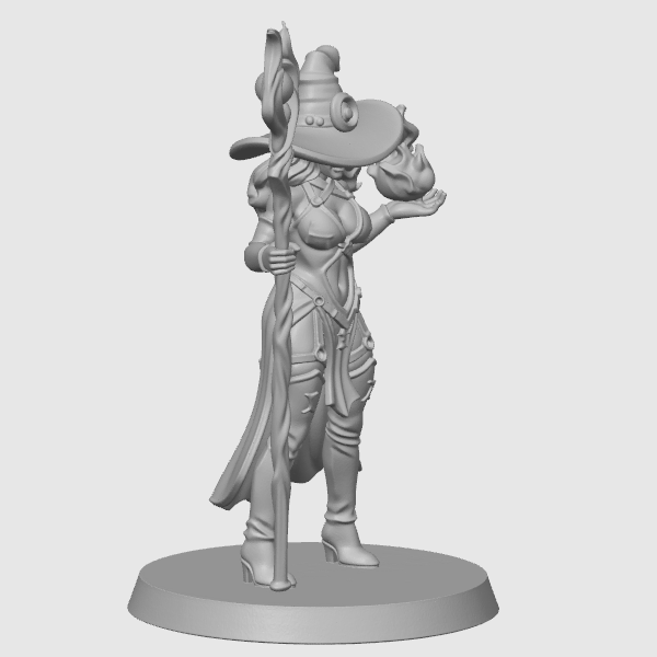 Karanlık Büyücü Kadın D&D 40mm 3D Baskı Mini Figür - Fantazi Rol Yapma Oyunu