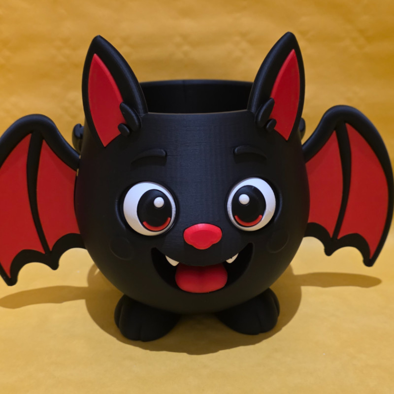 Yarasa Şekilli Halloween Şeker Kovası - 3D Baskı Dekor