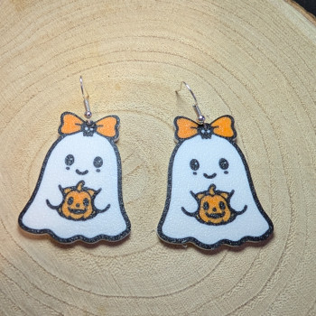 Sevimli Hayalet Halloween Küpeleri - 3D Baskılı Doğa Dostu Aksesuar