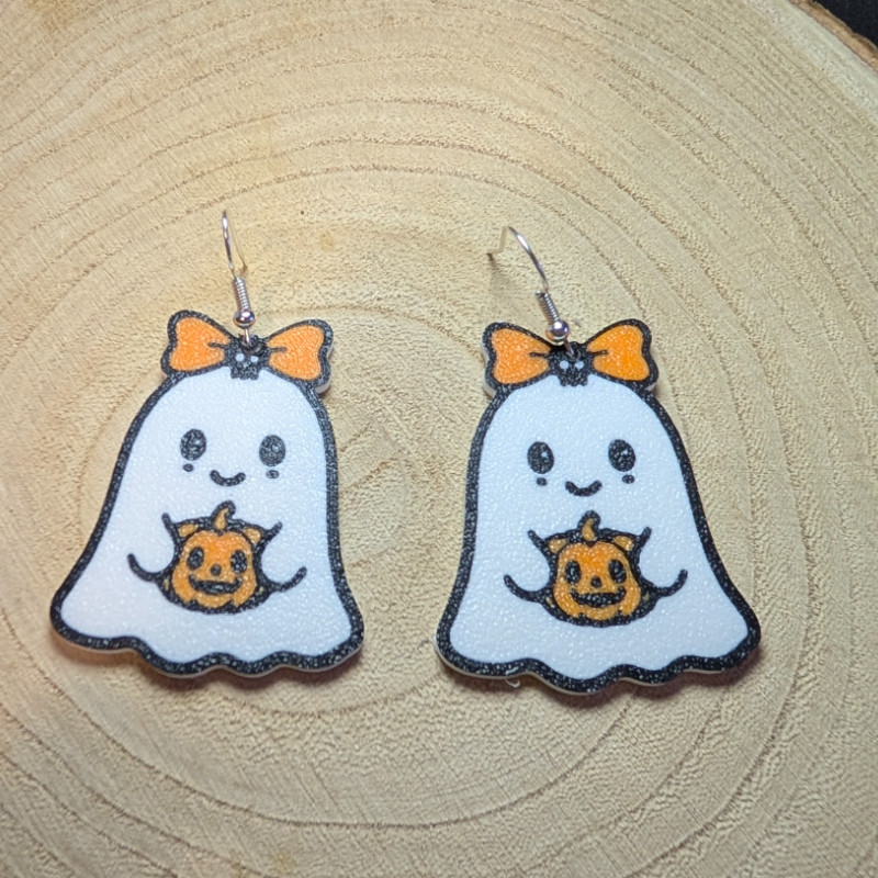 Sevimli Hayalet Halloween Küpeleri - 3D Baskılı Doğa Dostu Aksesuar