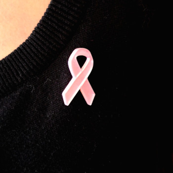 Pembe Ekim Kurdeleli Meme Kanseri Farkındalık Rozeti - 3D Baskı