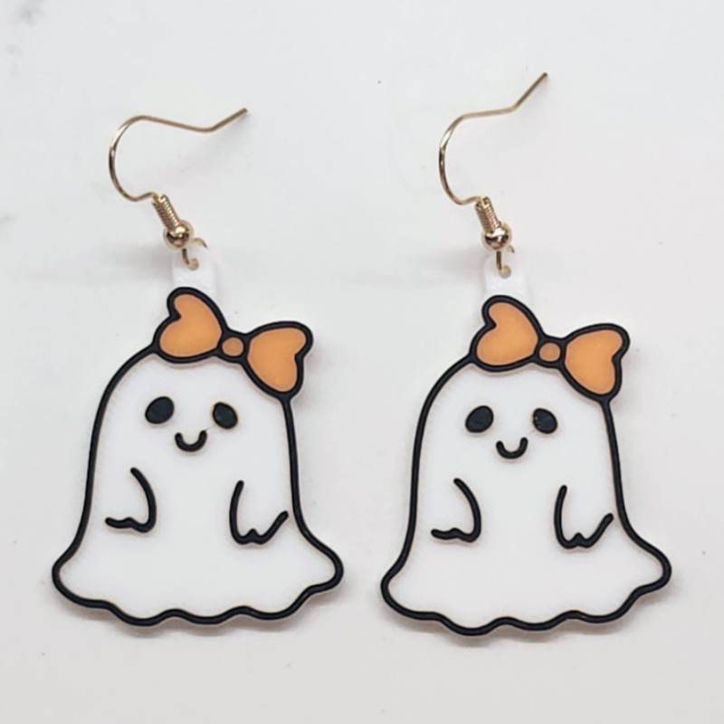 Sevimli Hayalet Küpe - 3D Baskı Moda Aksesuarı