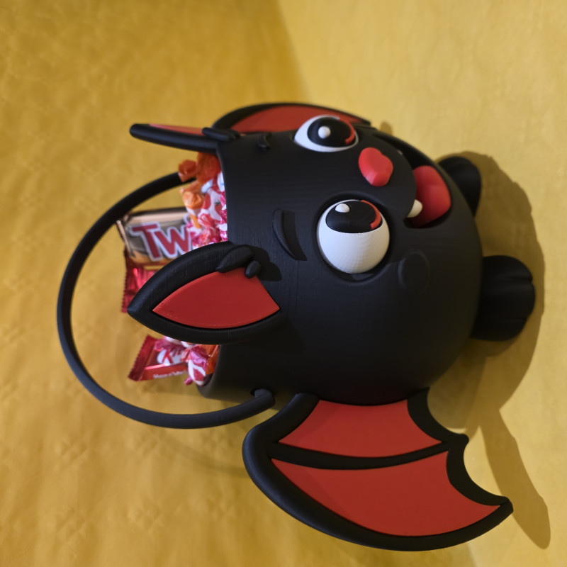 Yarasa Şekilli Halloween Şeker Kovası - 3D Baskı Dekor