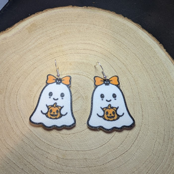 Sevimli Hayalet Halloween Küpeleri - 3D Baskılı Doğa Dostu Aksesuar