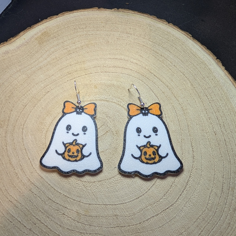 Sevimli Hayalet Halloween Küpeleri - 3D Baskılı Doğa Dostu Aksesuar