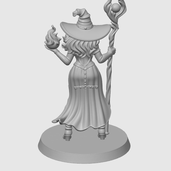 Karanlık Büyücü Kadın D&D 40mm 3D Baskı Mini Figür - Fantazi Rol Yapma Oyunu